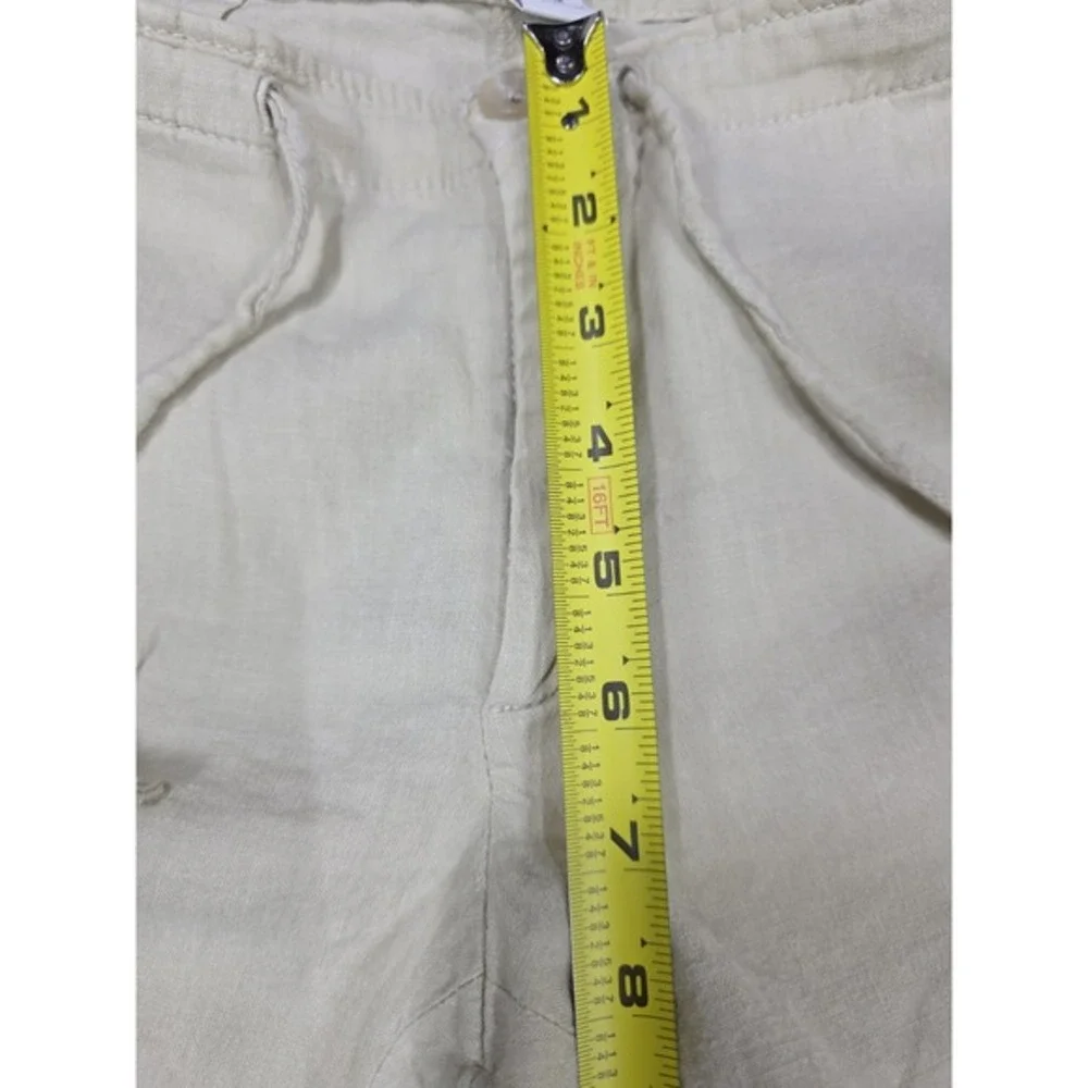 Banana Republic Pants 4 Beige Linen Blend Turkey Roll Up Vintage 2003‎ Y2K Cargo